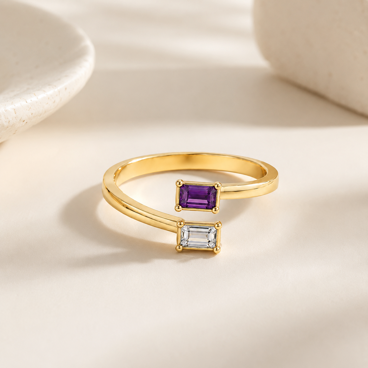 Birthstone Bypass Ring