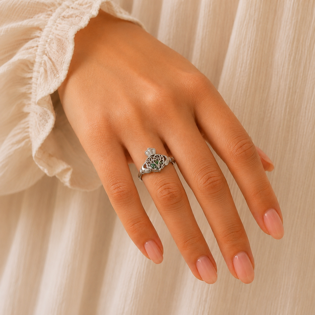 Caged Stones Celtic Claddagh Ring