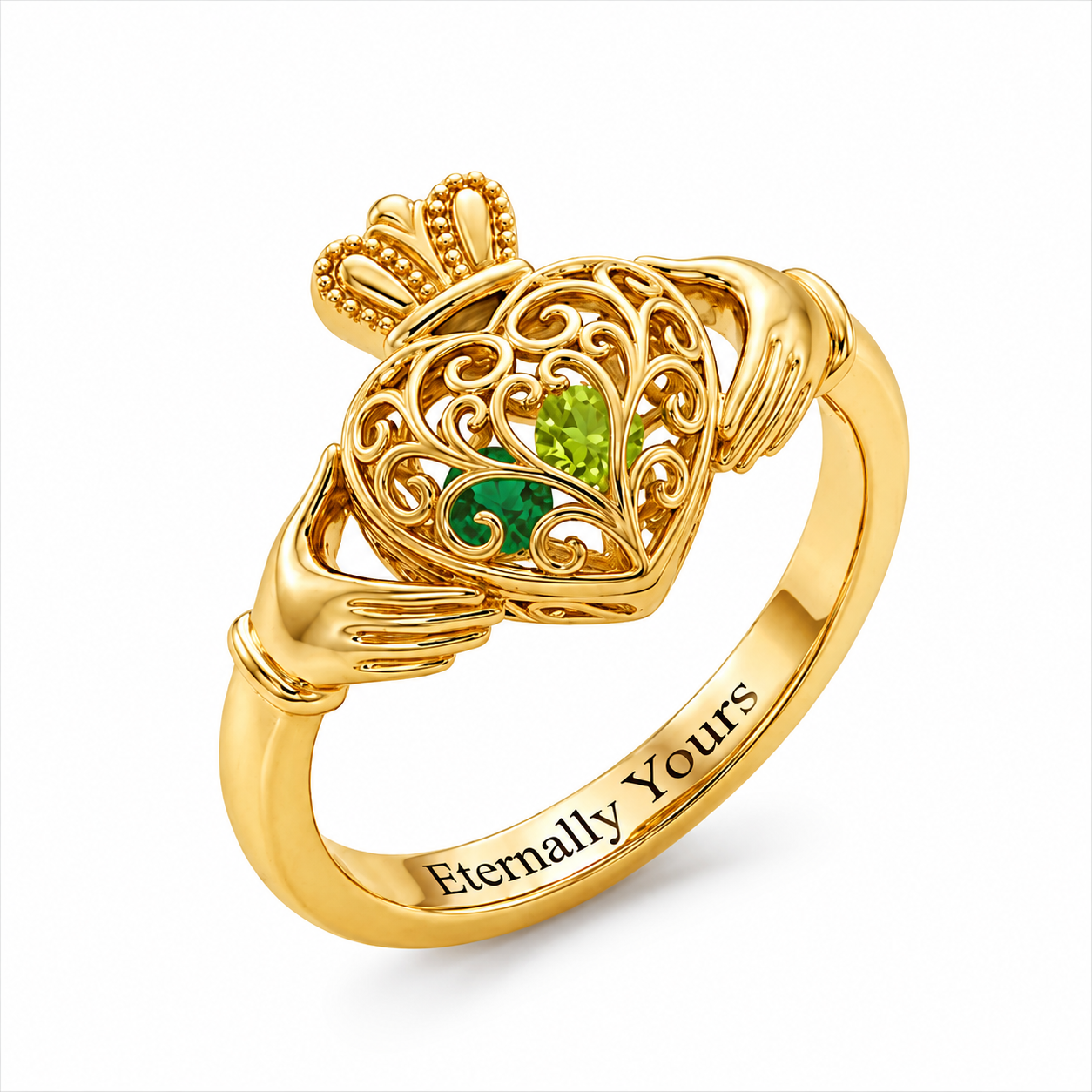 Caged Stones Celtic Claddagh Ring