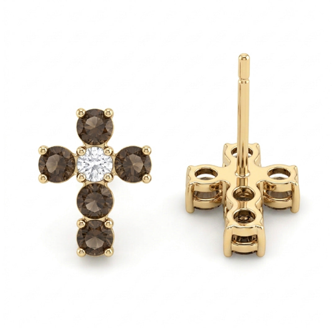Cross Earrings with Birthstone