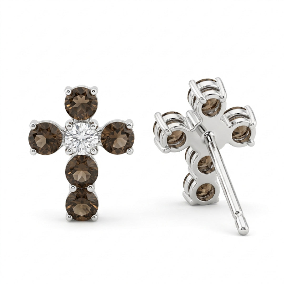 Cross Earrings with Birthstone