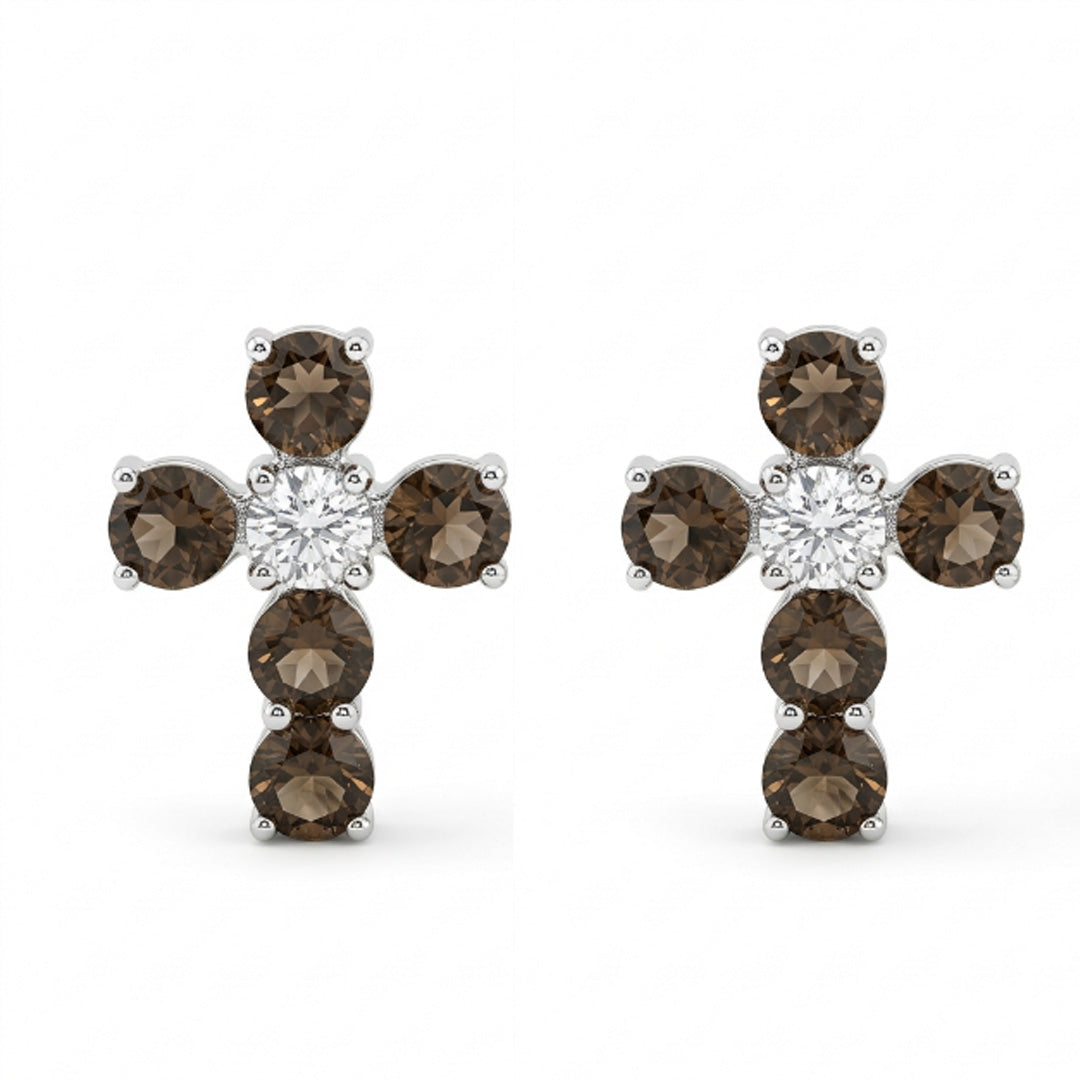 Cross Earrings with Birthstone
