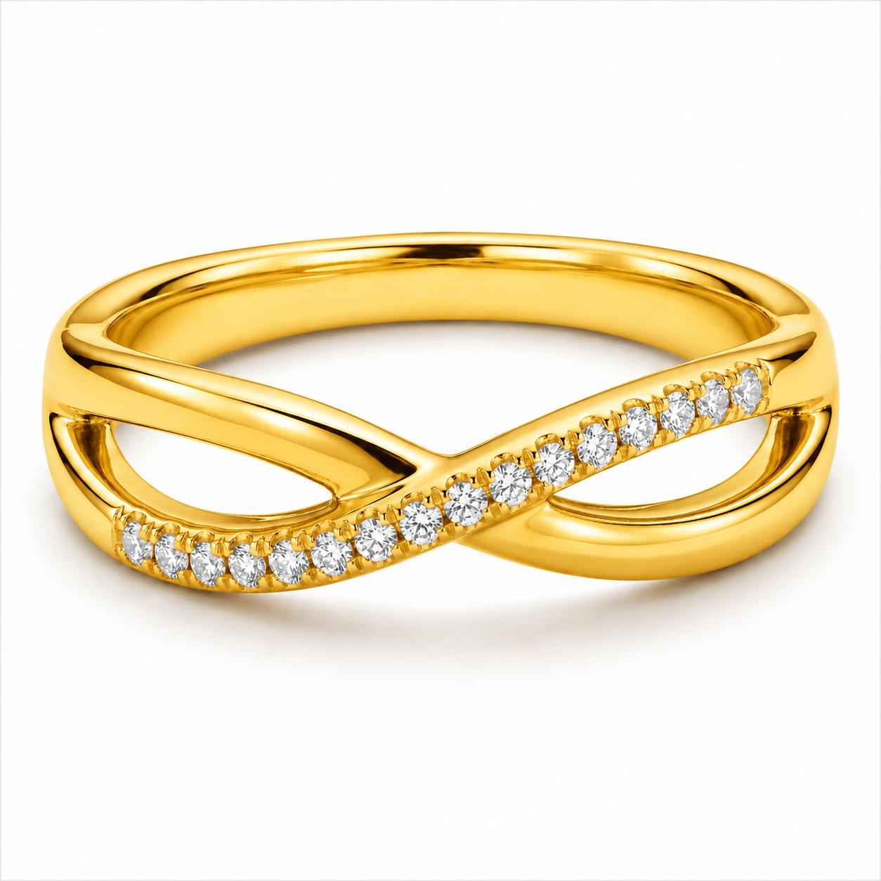 Crossover Ring with Stones