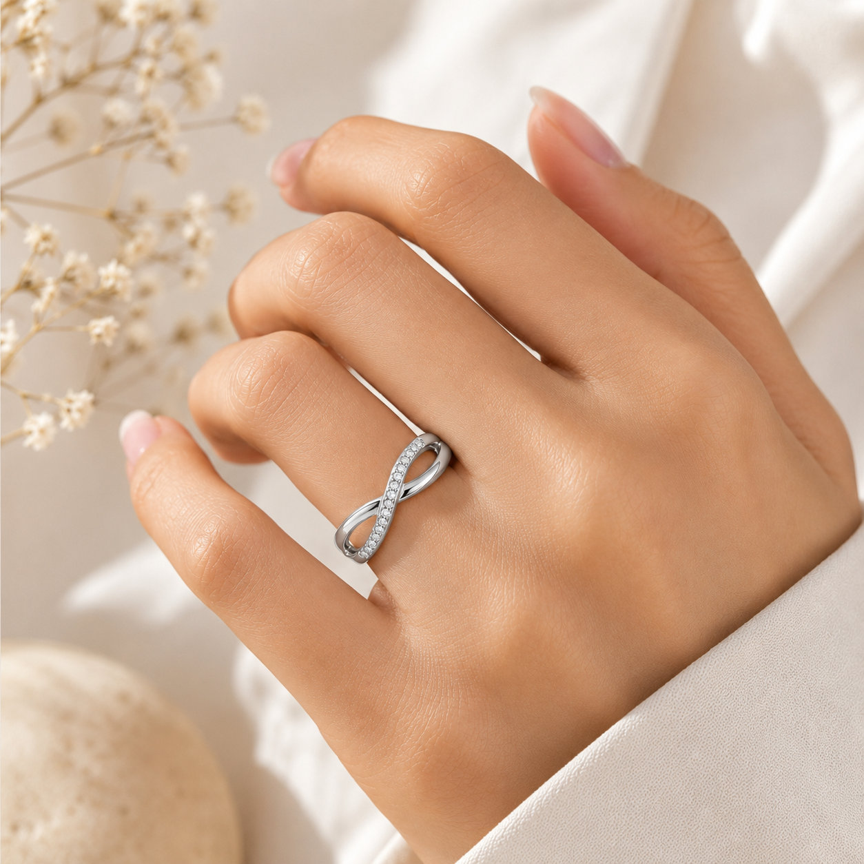 Crossover Ring with Stones