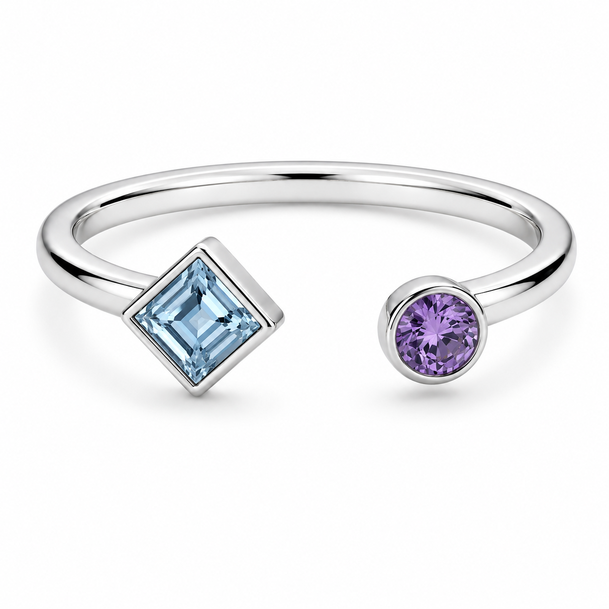 Birthstone  Open Cuff Ring