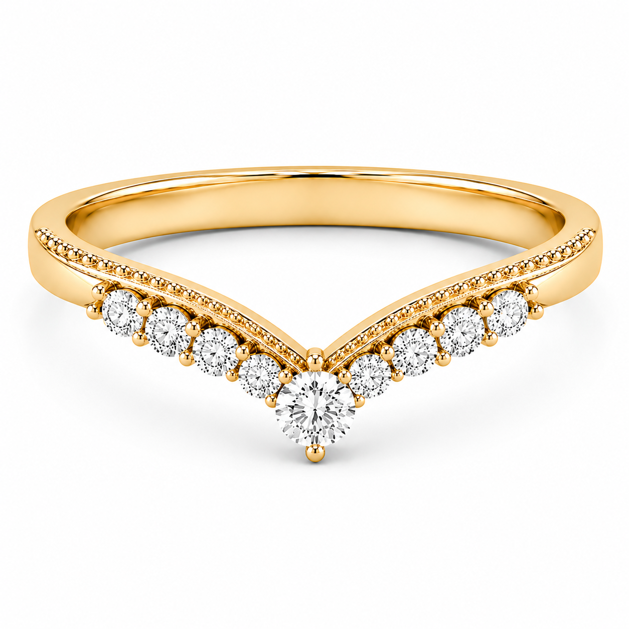 Vintage Curved Band Ring with Birthstone