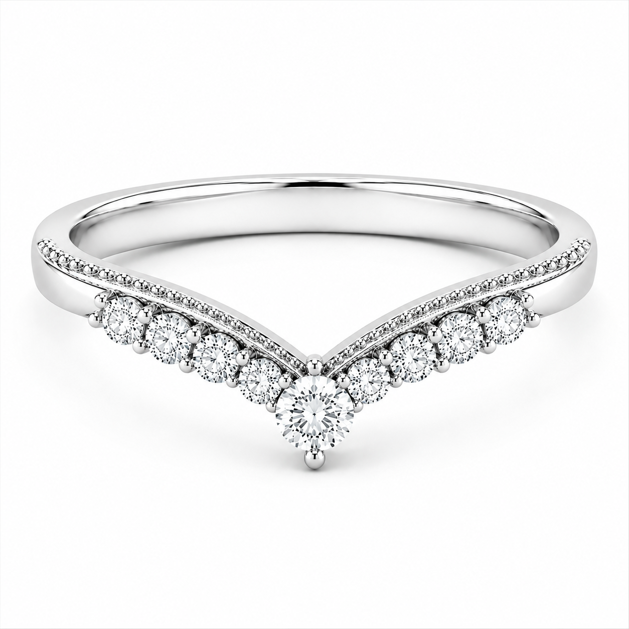 Vintage Curved Band Ring with Birthstone