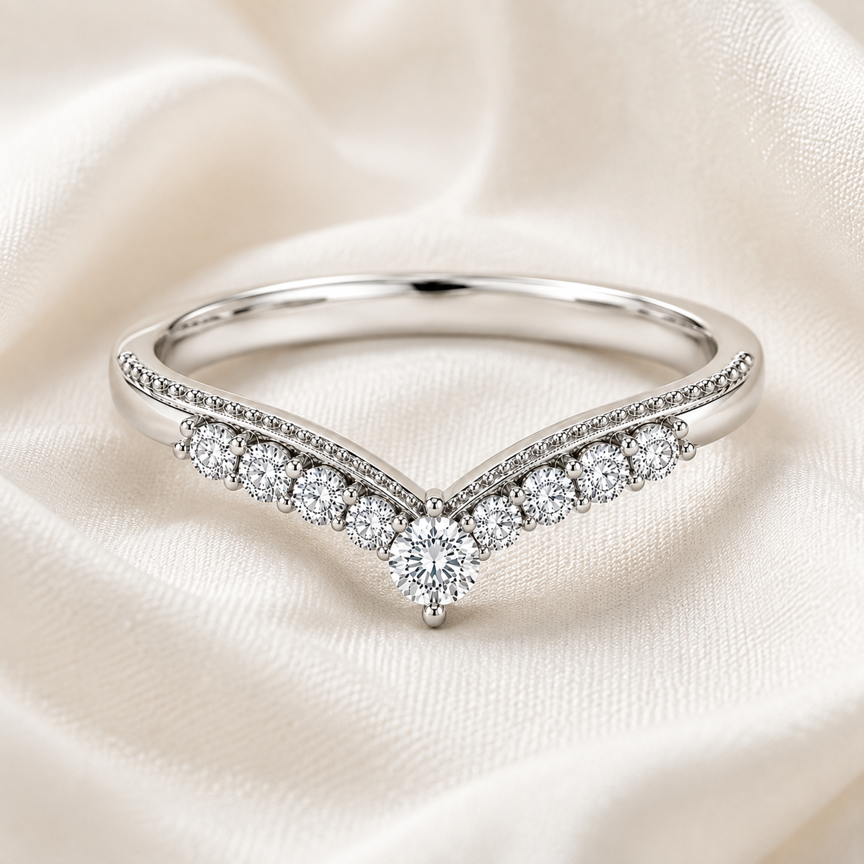 Vintage Curved Band Ring with Birthstone