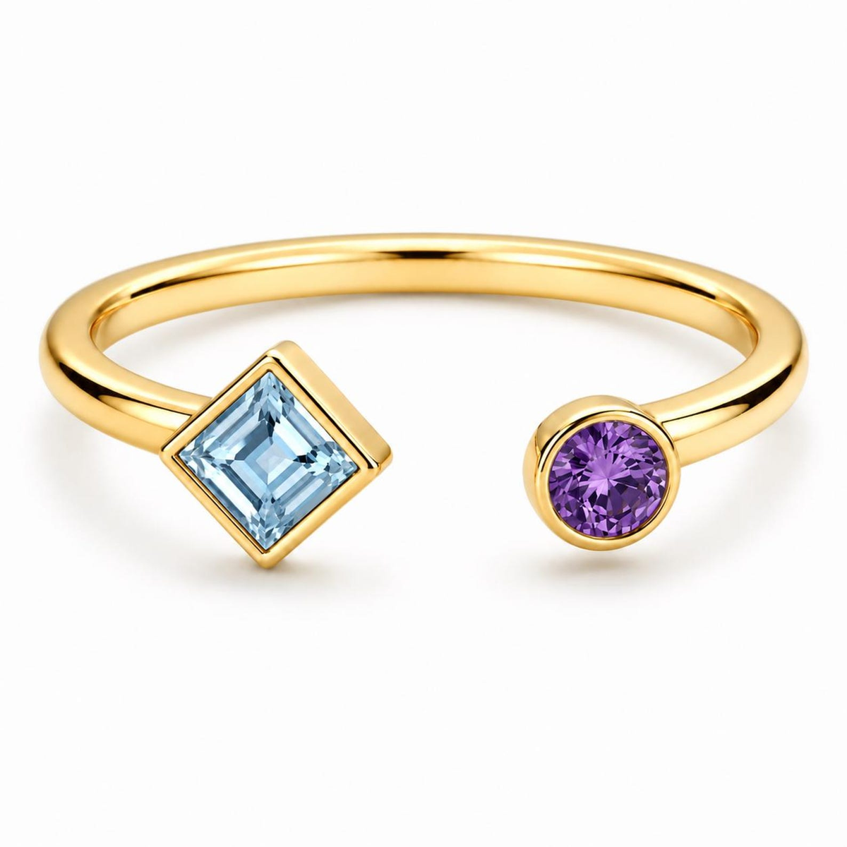 Birthstone Open Cuff Ring