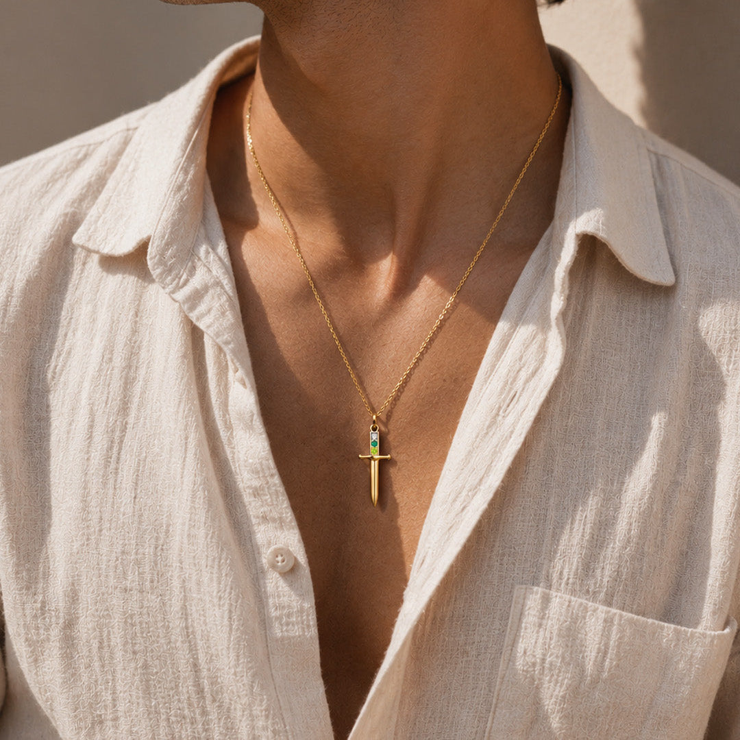 Dagger Necklace with Birthstones