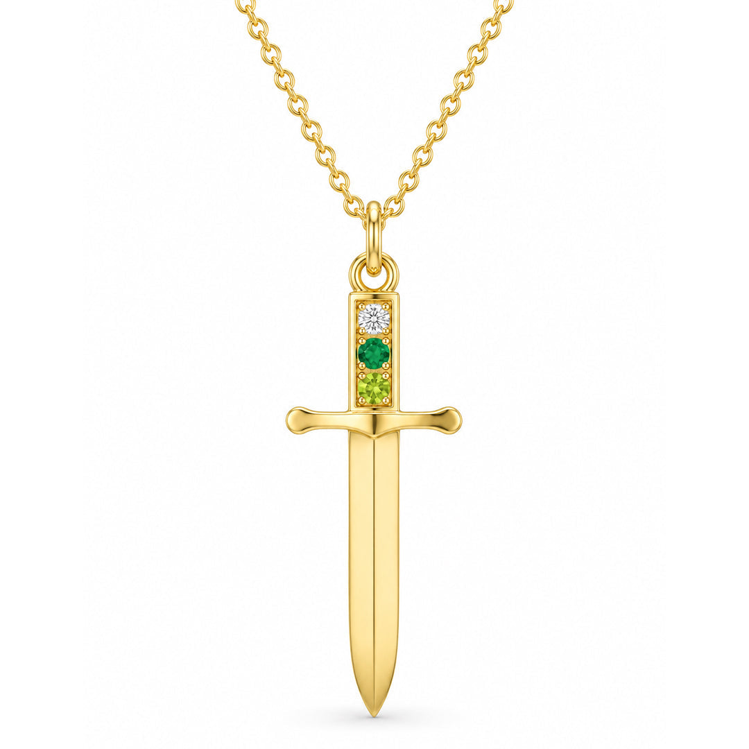 Dagger Necklace with Birthstones