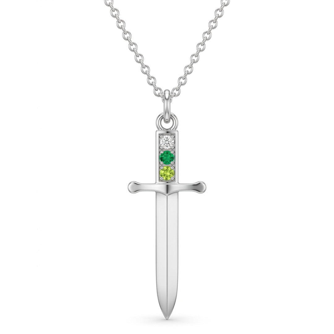 Dagger Necklace with Birthstones