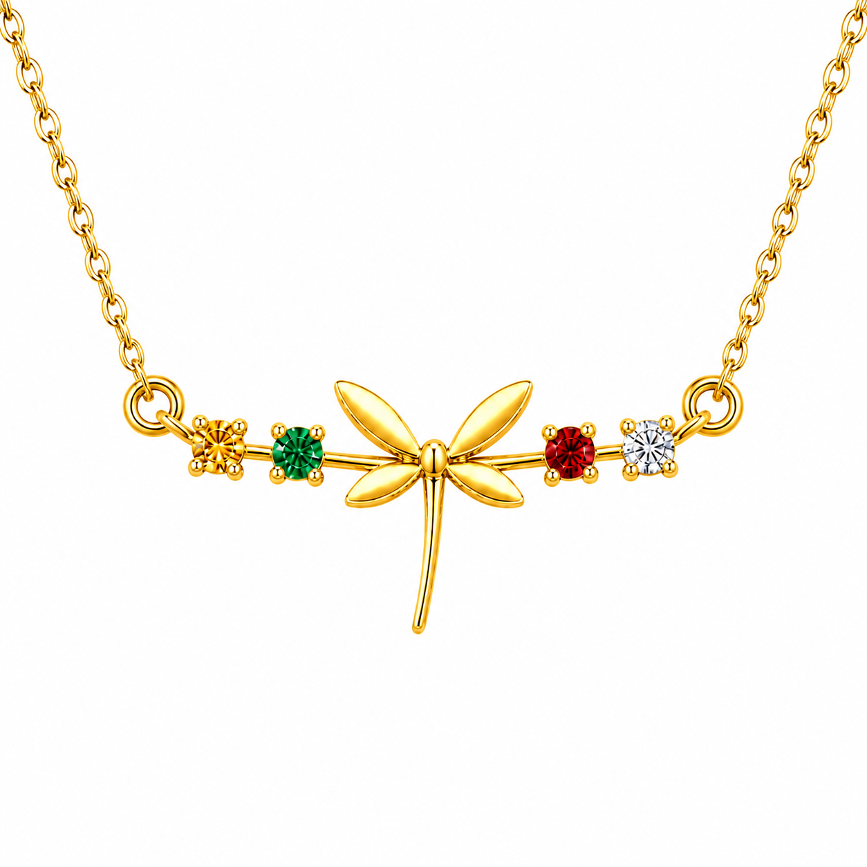 Dragonfly Necklace with Birthstone