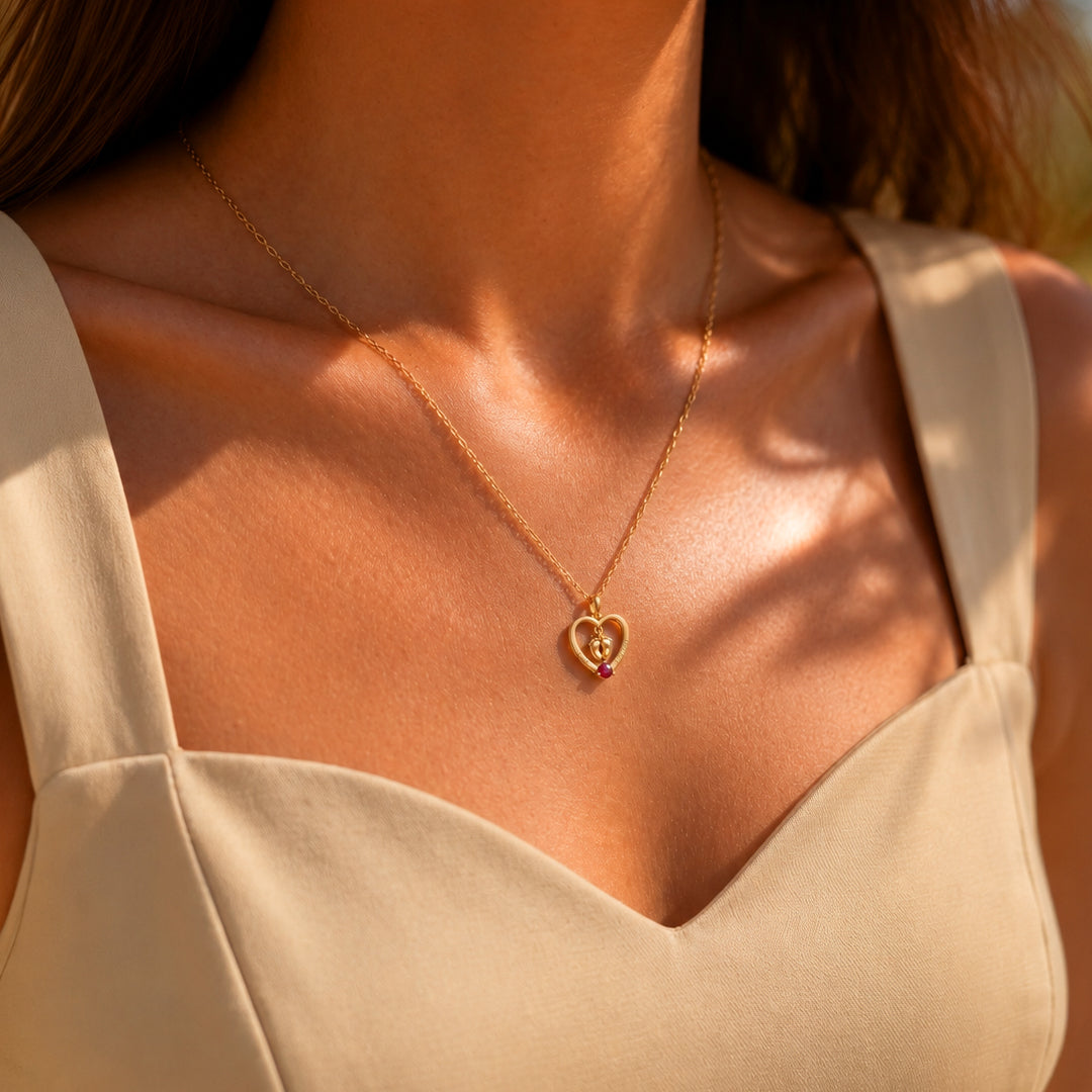 Baby Feet Heart Pendant Necklace