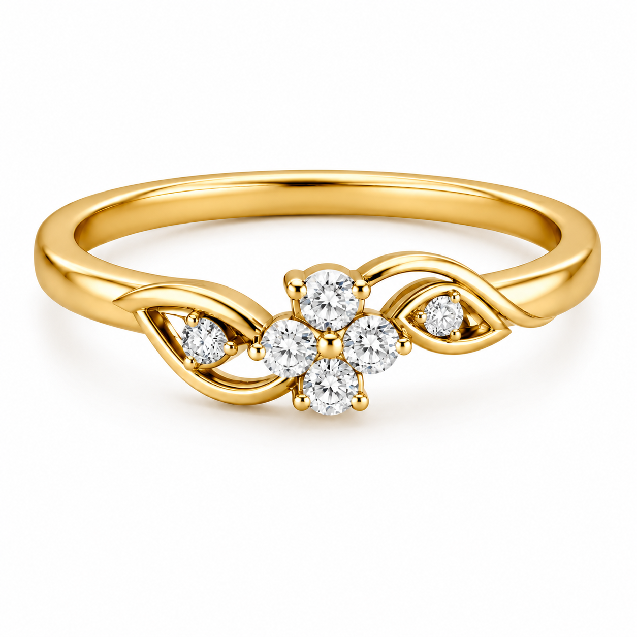 Flora Bypass Ring with Accent Stones