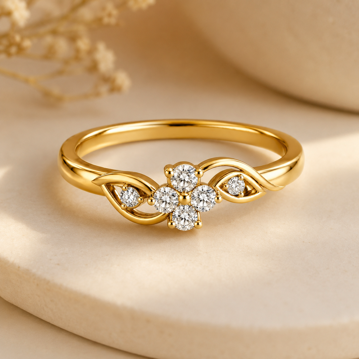 Flora Bypass Ring with Accent Stones