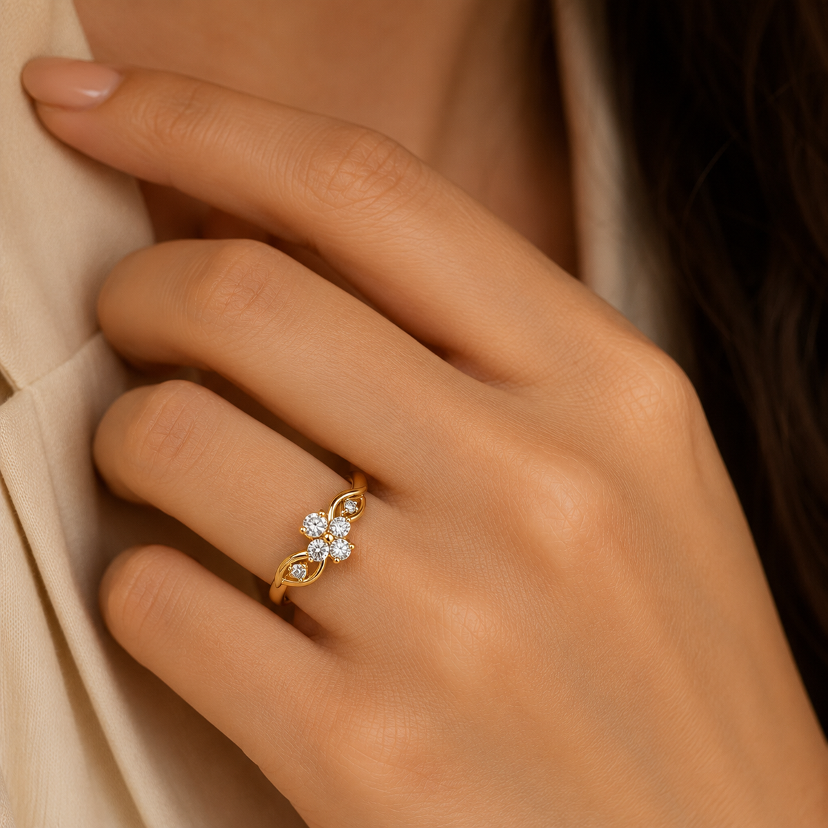 Flora Bypass Ring with Accent Stones