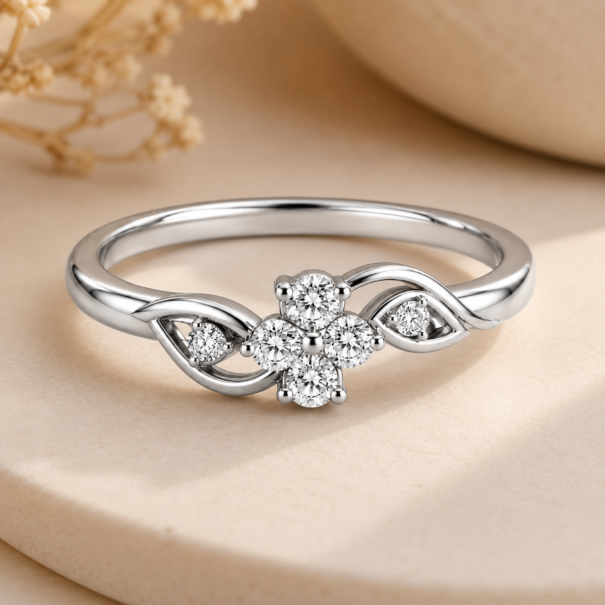 Flora Bypass Ring with Accent Stones
