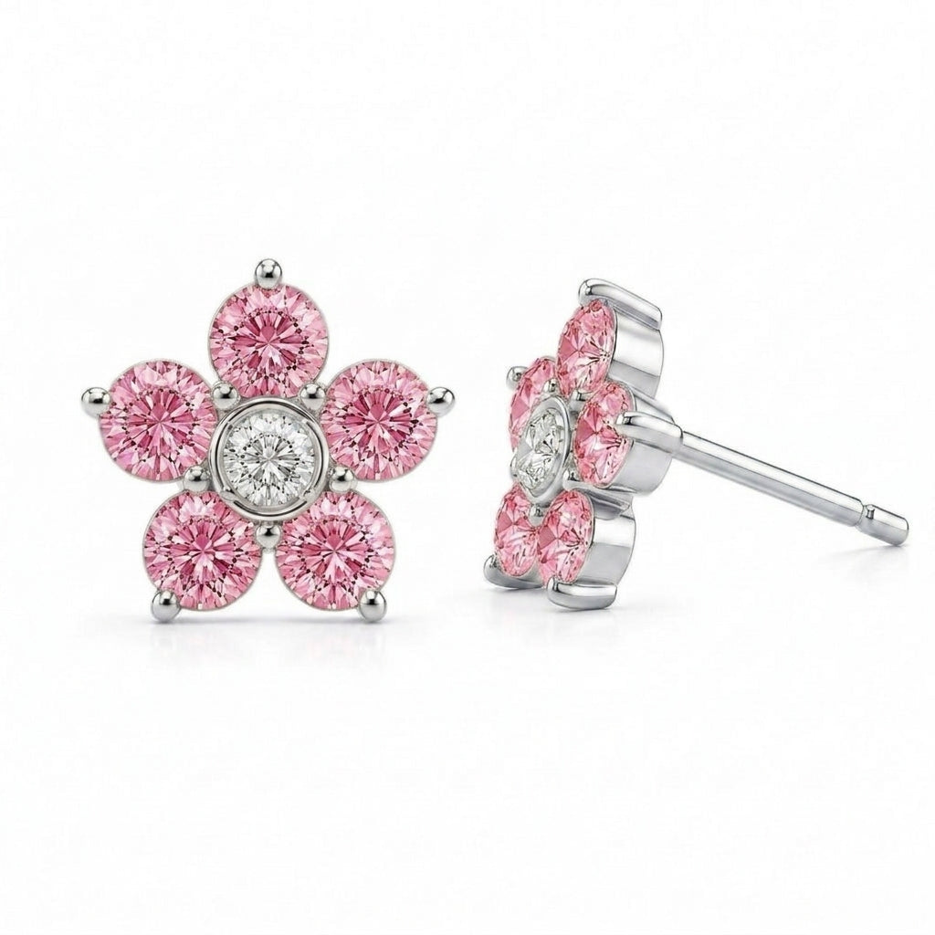 Birthstone Flower Stud Earrings