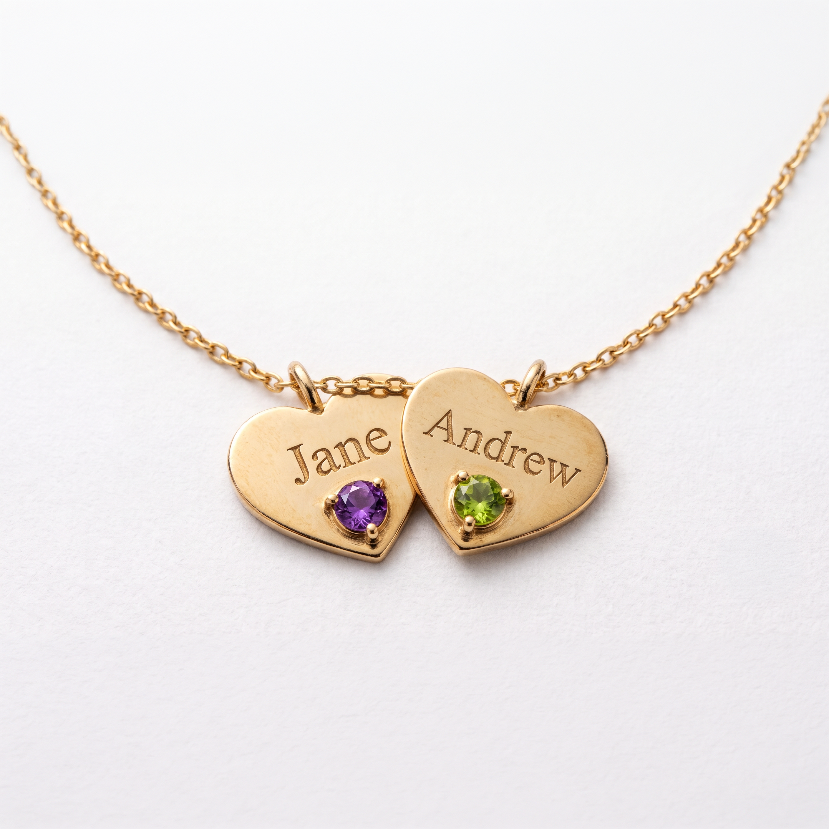 Personalized Two Hearts Necklace