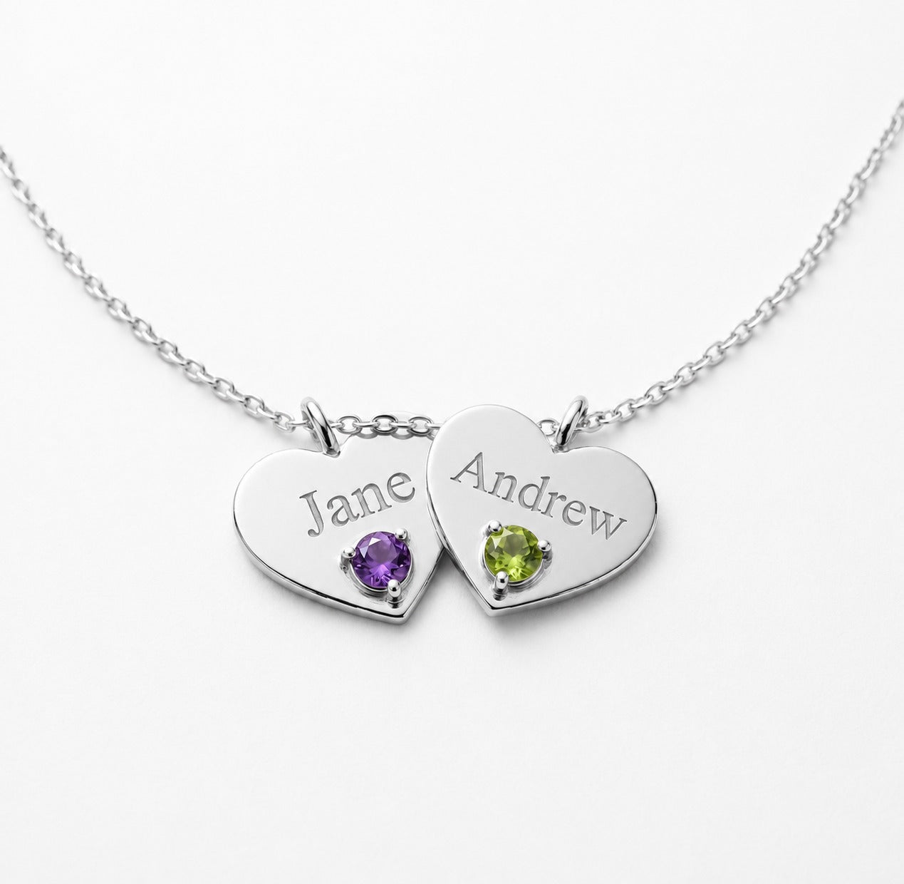 Personalized Two Hearts Necklace