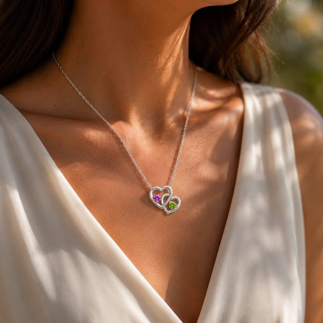 Hanging Hearts Birthstone Pendant