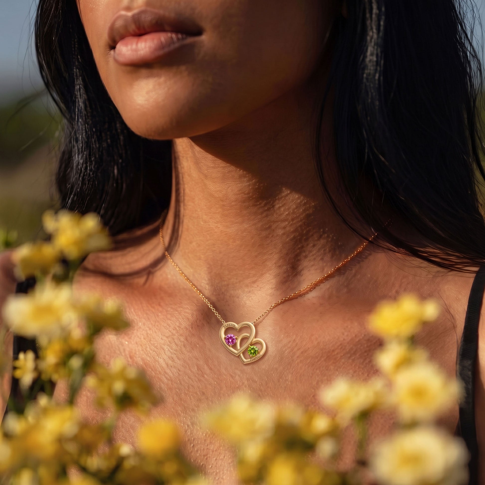 Hanging Hearts Birthstone Pendant