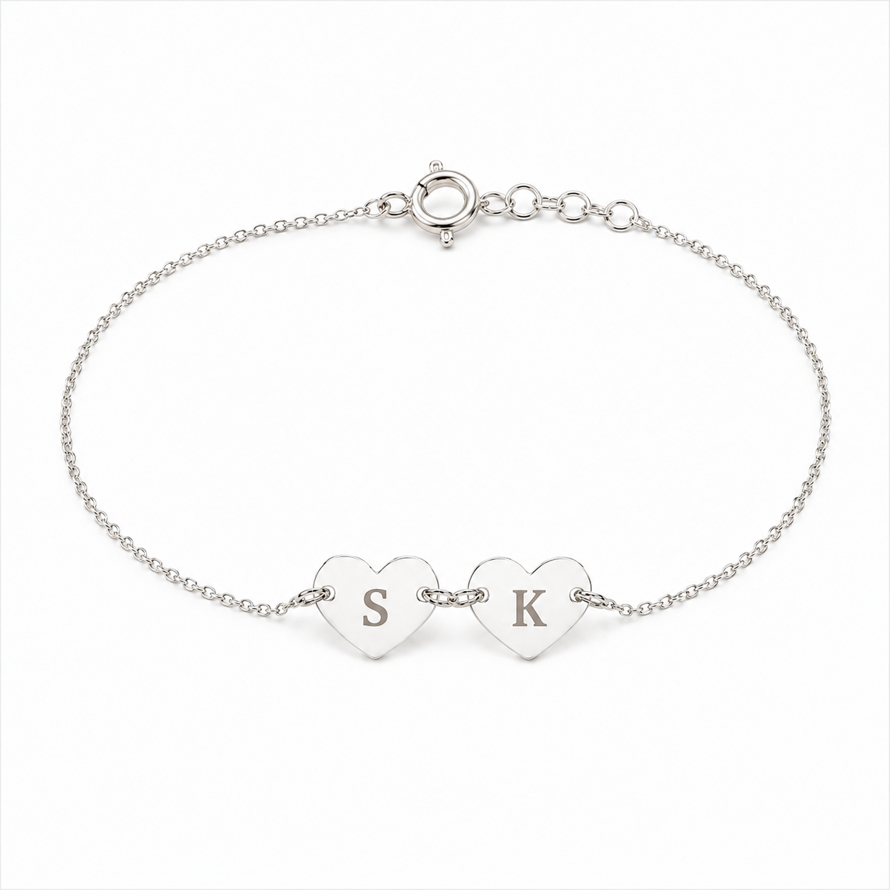 Initial Link Heart Bracelet