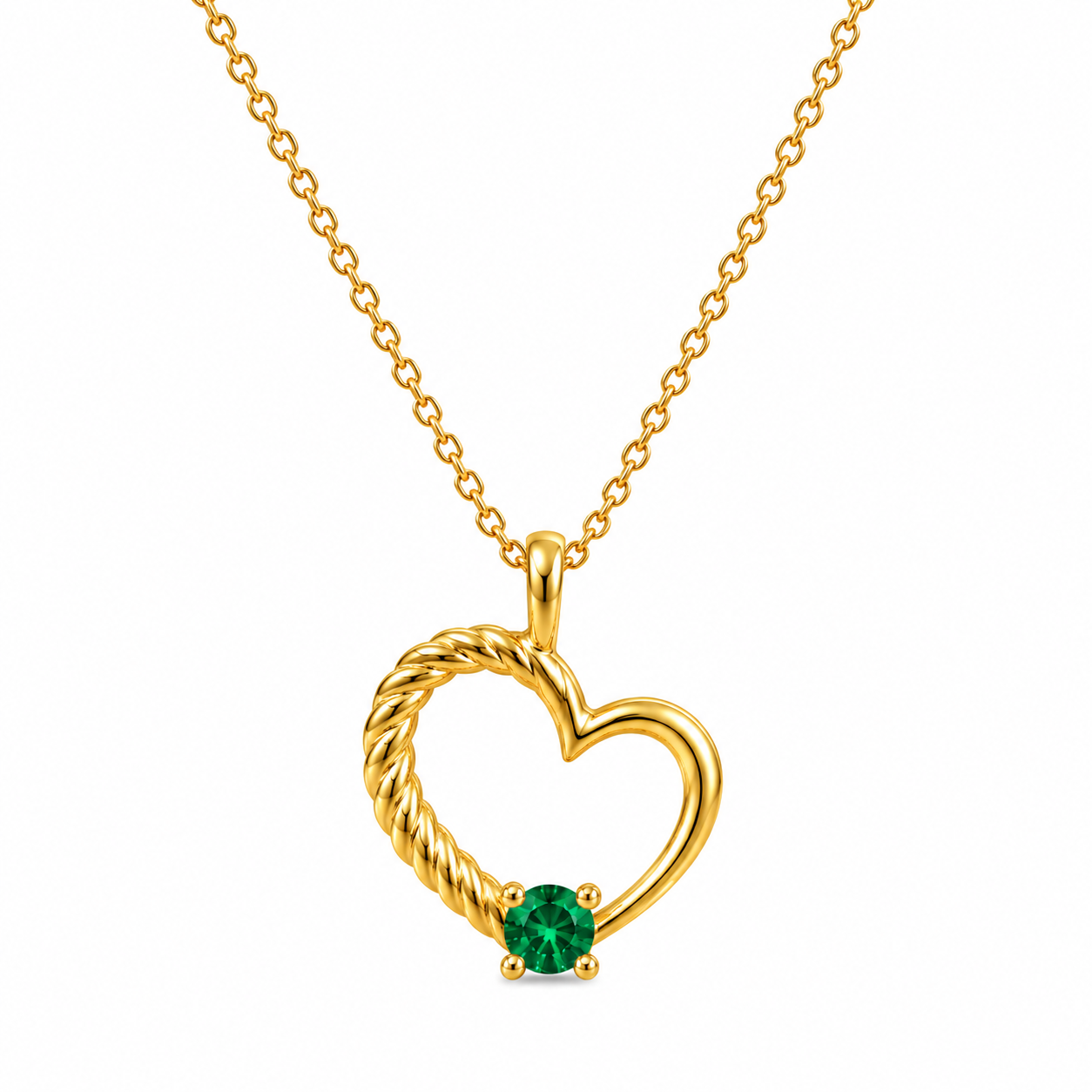 Twisted Heart Pendant with Birthstone