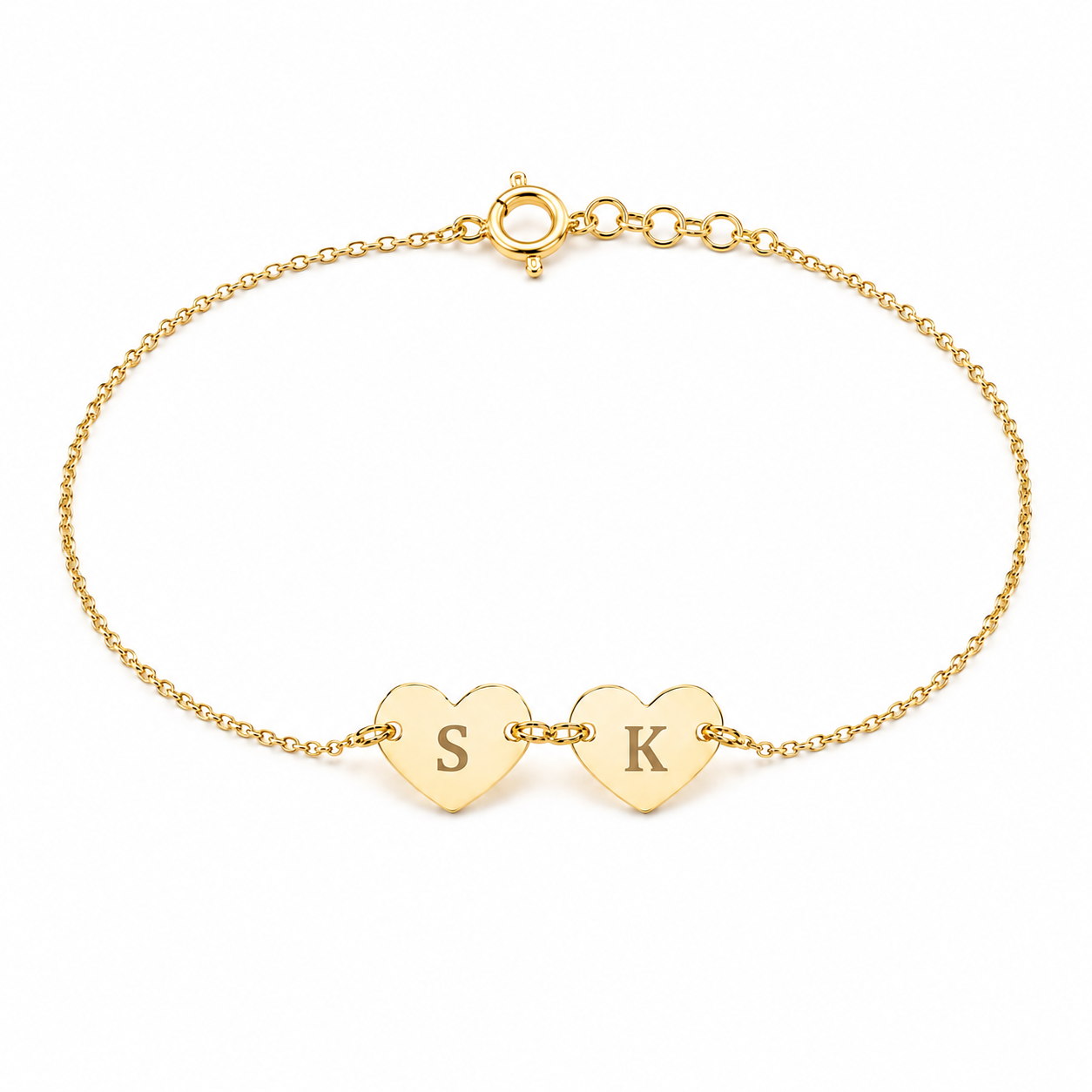 Initial Link Heart Bracelet