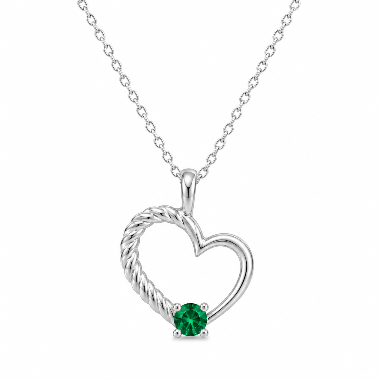 Twisted Heart Pendant with Birthstone