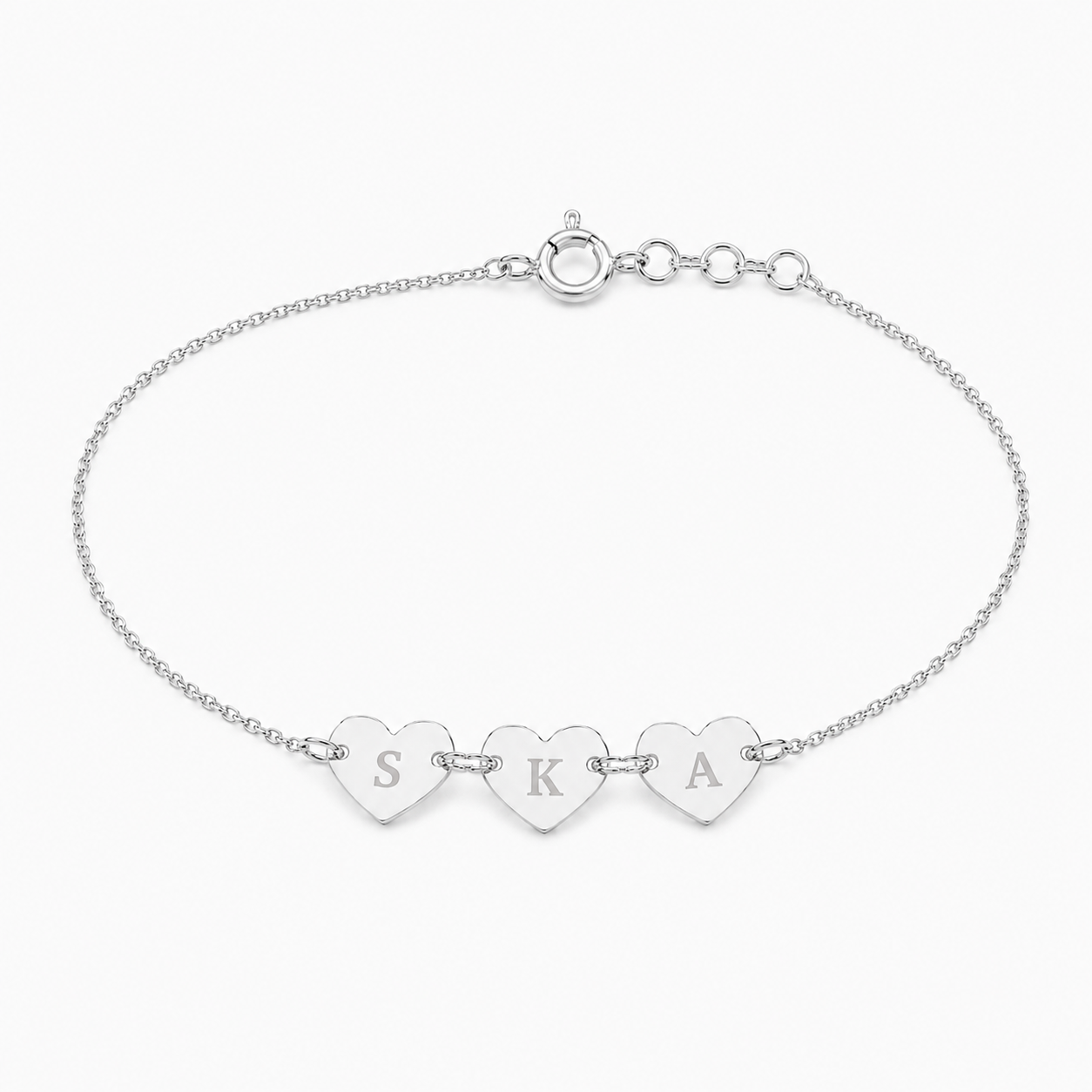 Initial Link Heart Bracelet
