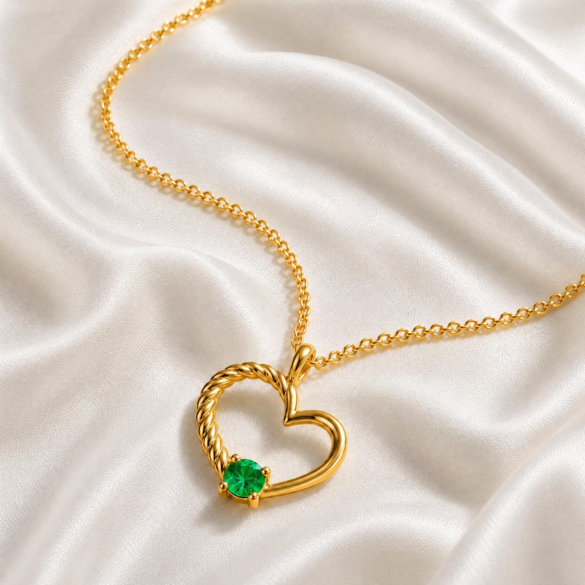 Twisted Heart Pendant with Birthstone