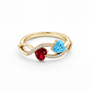 2 Heart Birthstone Ring