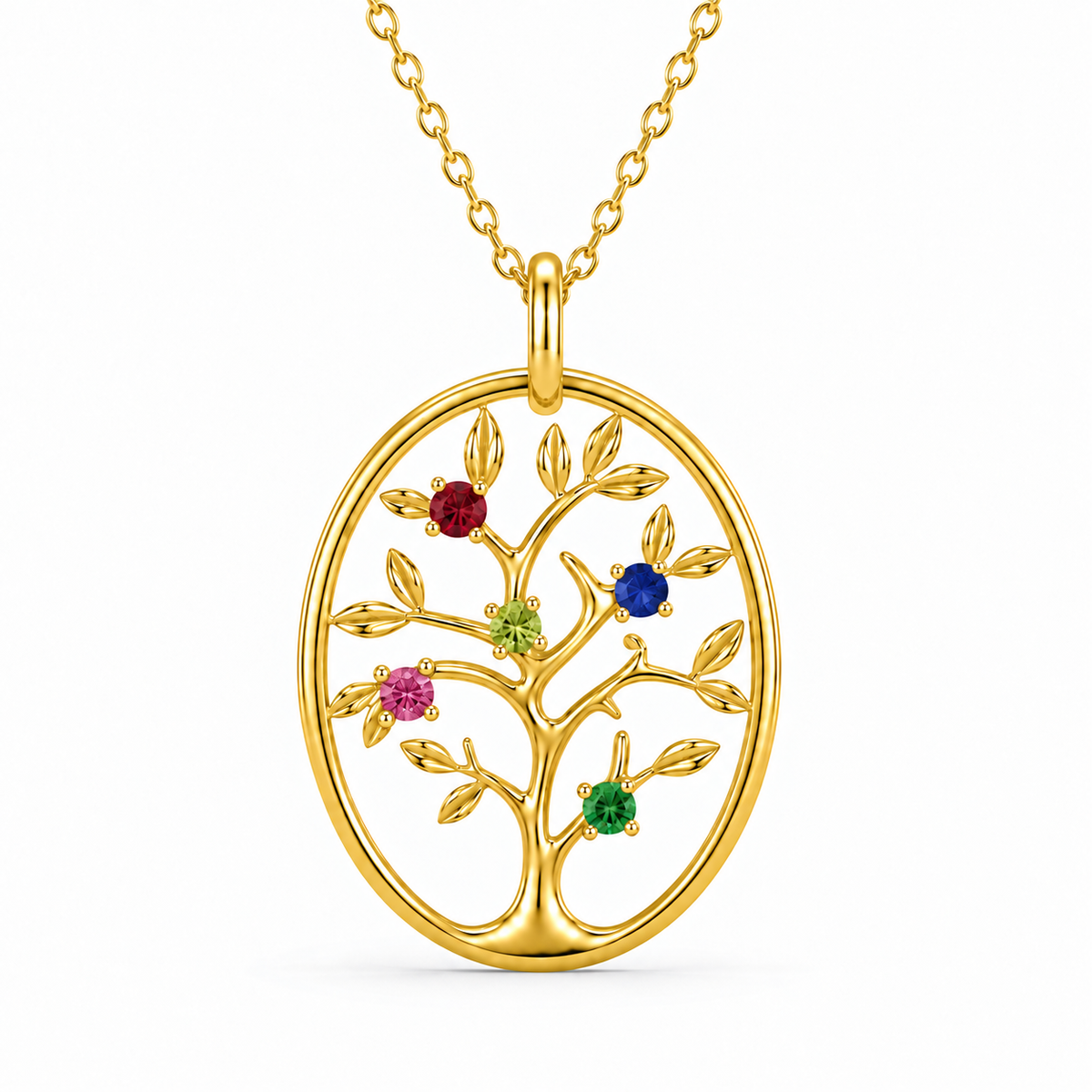 Personalized Family Tree  Necklace with Birthstones