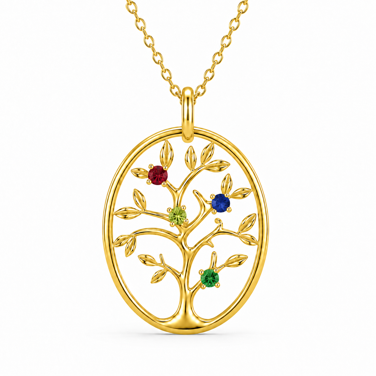 Personalized Family Tree  Necklace with Birthstones