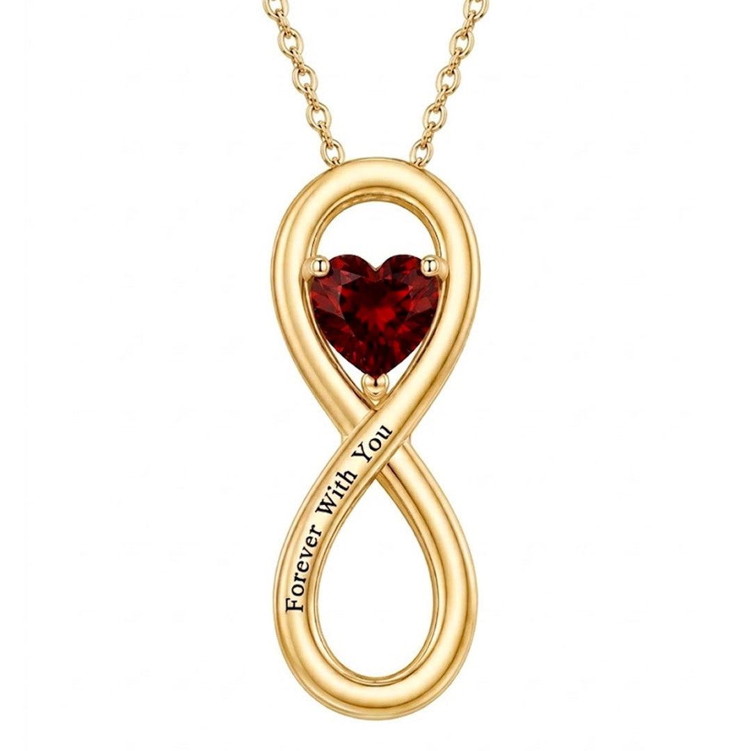 Infinity Engraved Heart Birthstone Necklace
