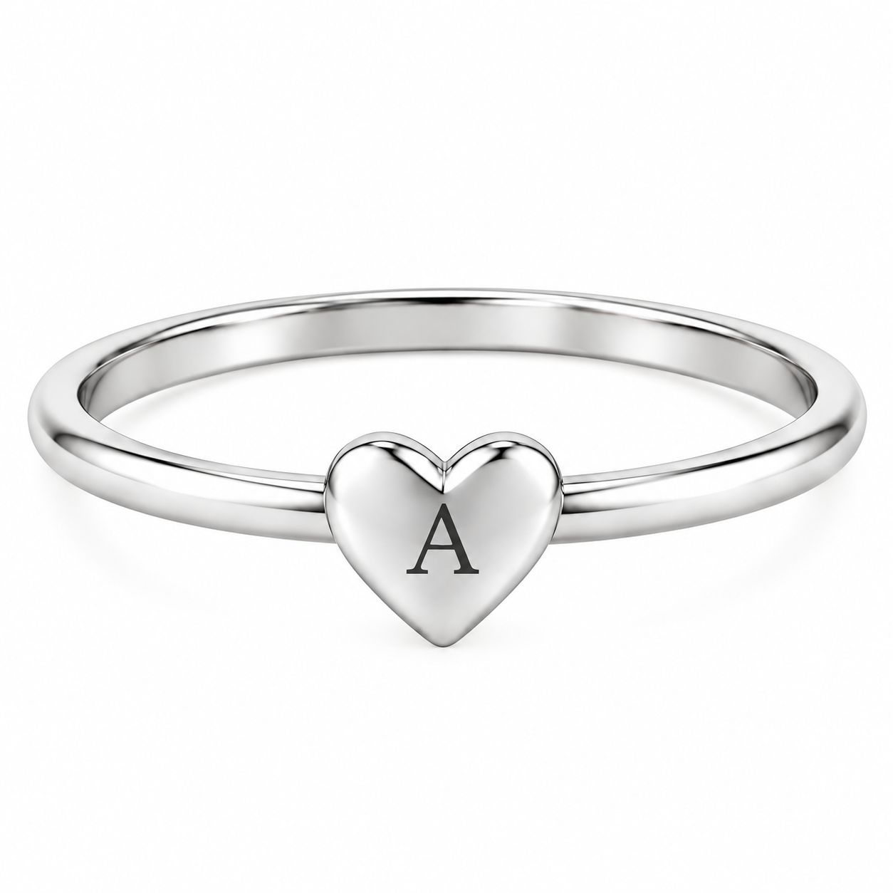 Dainty Heart Initial Ring