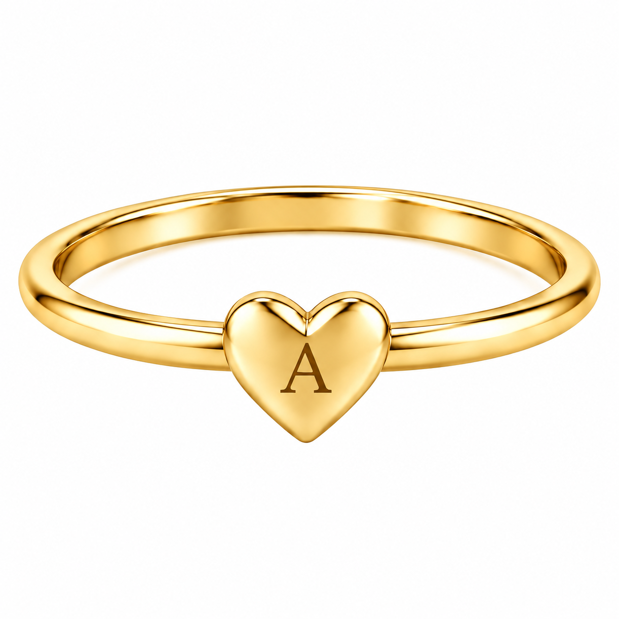 Dainty Heart Initial Ring