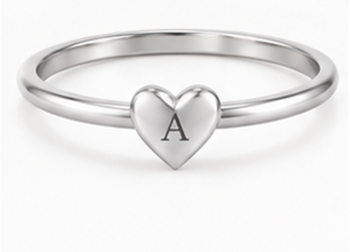 Dainty Heart Initial Ring