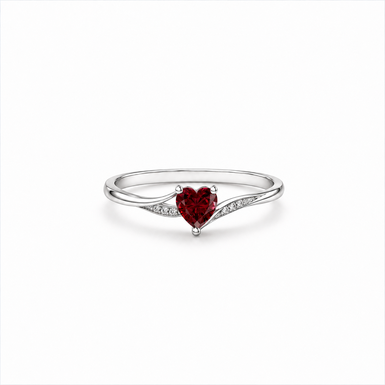 Tiny Heart Birthstone Ring