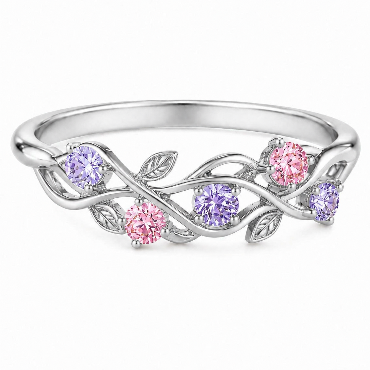 Leaf Cluster Five Birthstone Ring