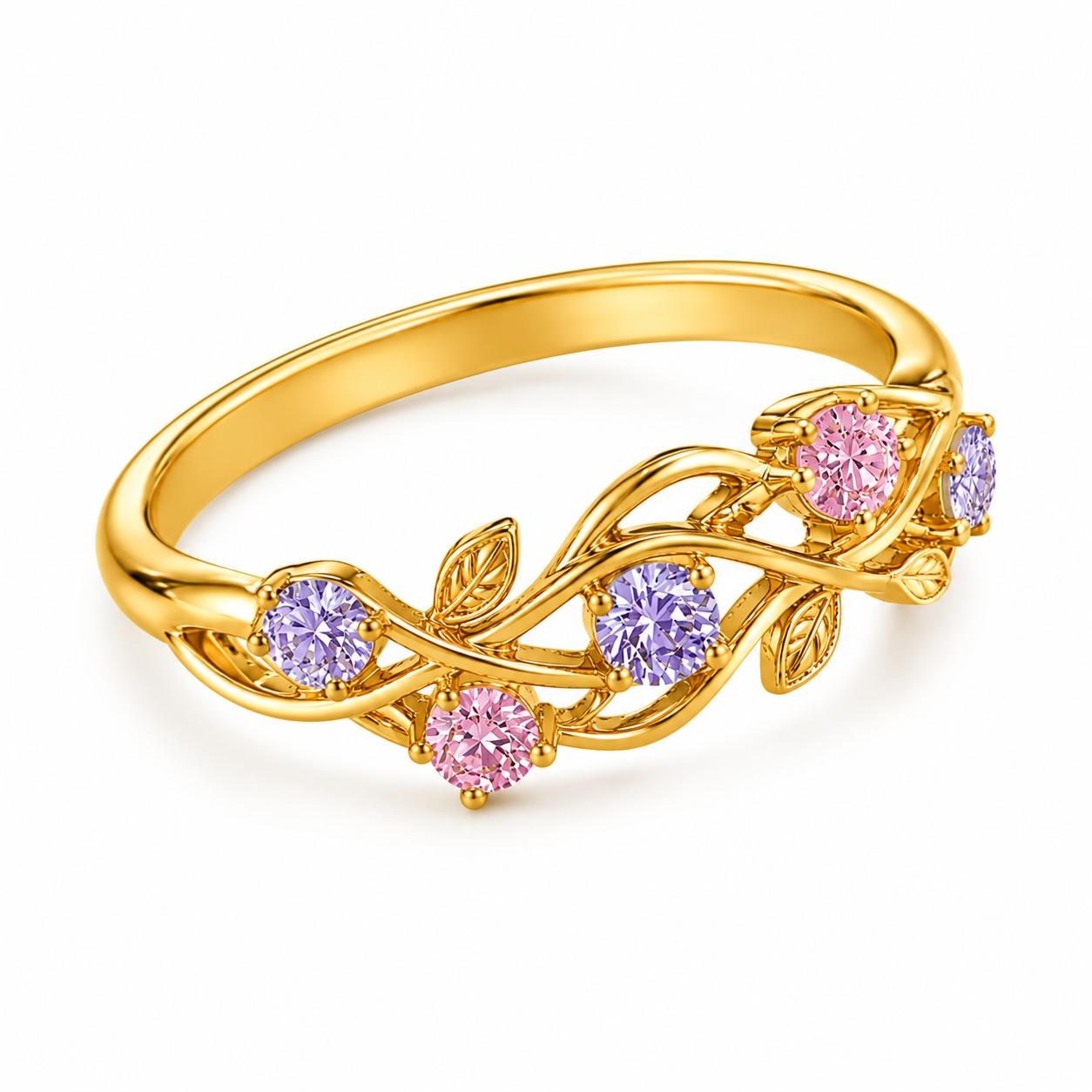 Leaf Cluster Five Birthstone Ring
