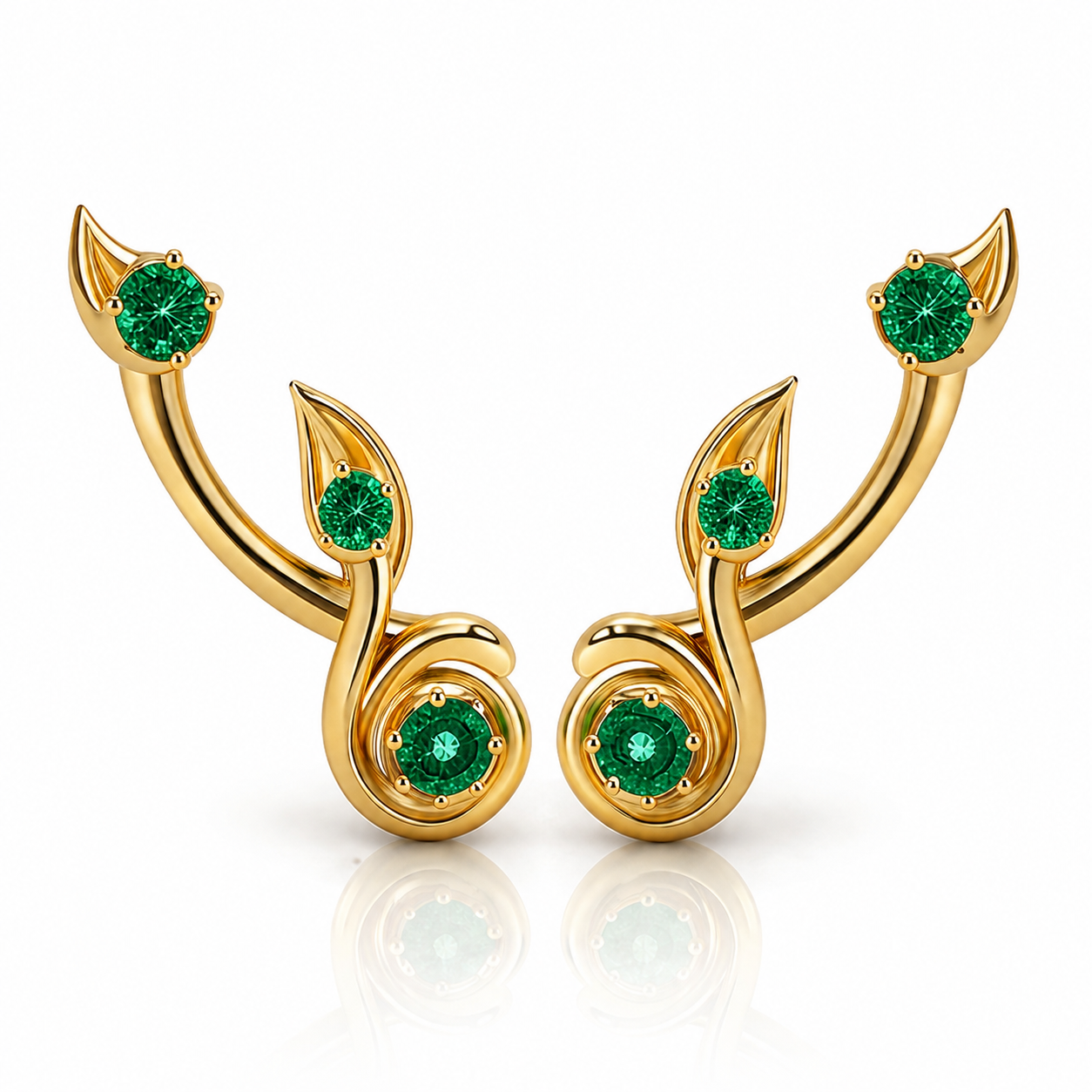 Leaf Harmony Earrings with Birthstone