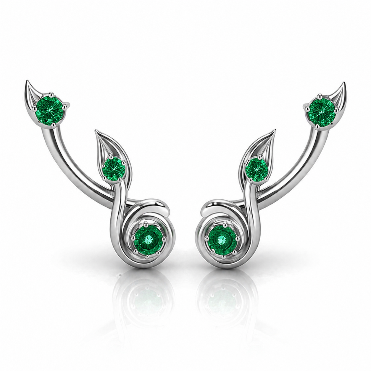 Leaf Harmony Earrings with Birthstone