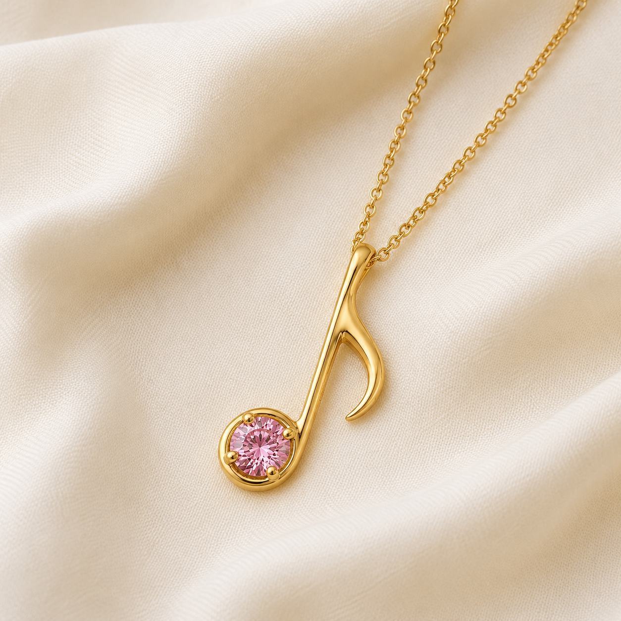 Music Note Pendant with Birthstone