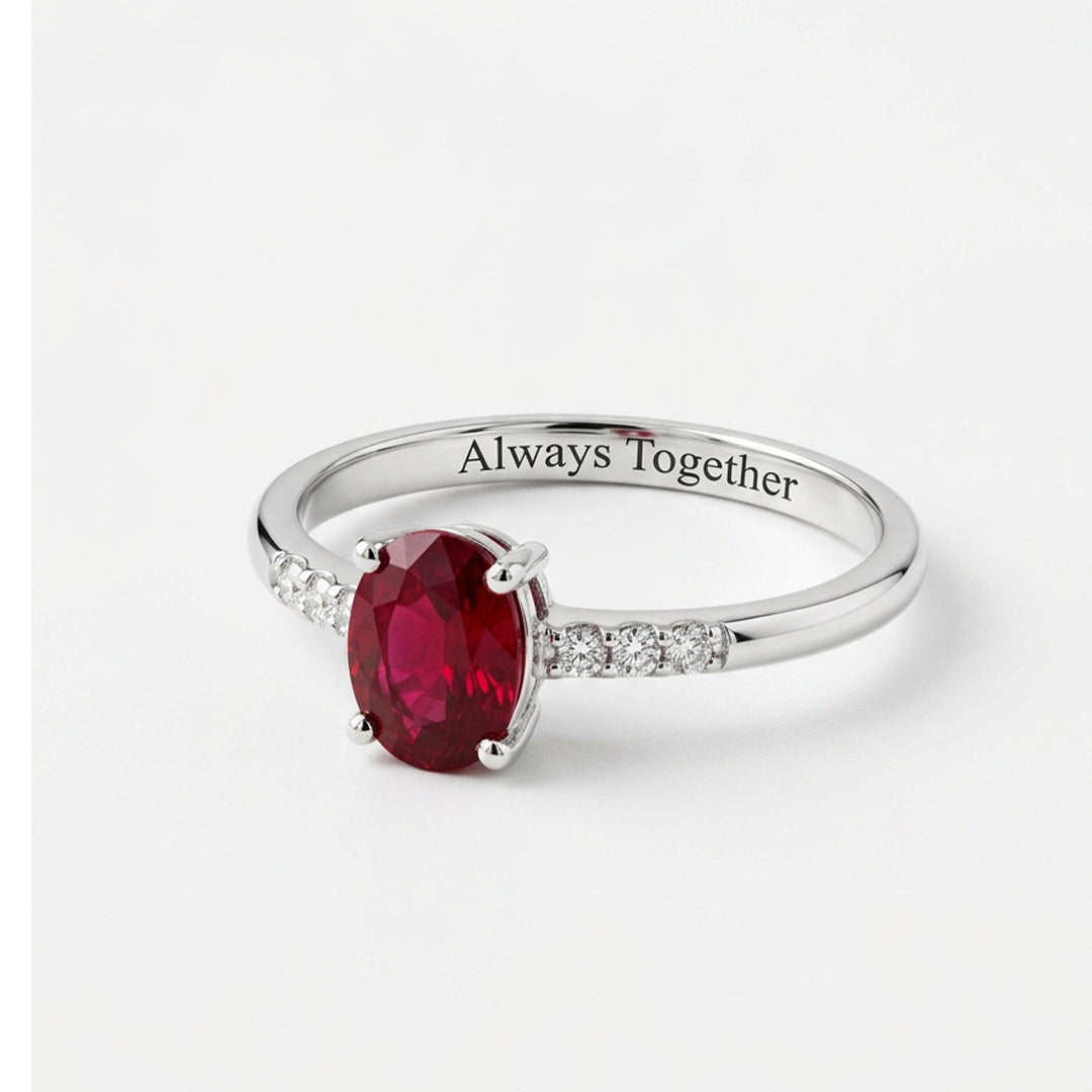 Oval Stone with Shoulder Accent Ring