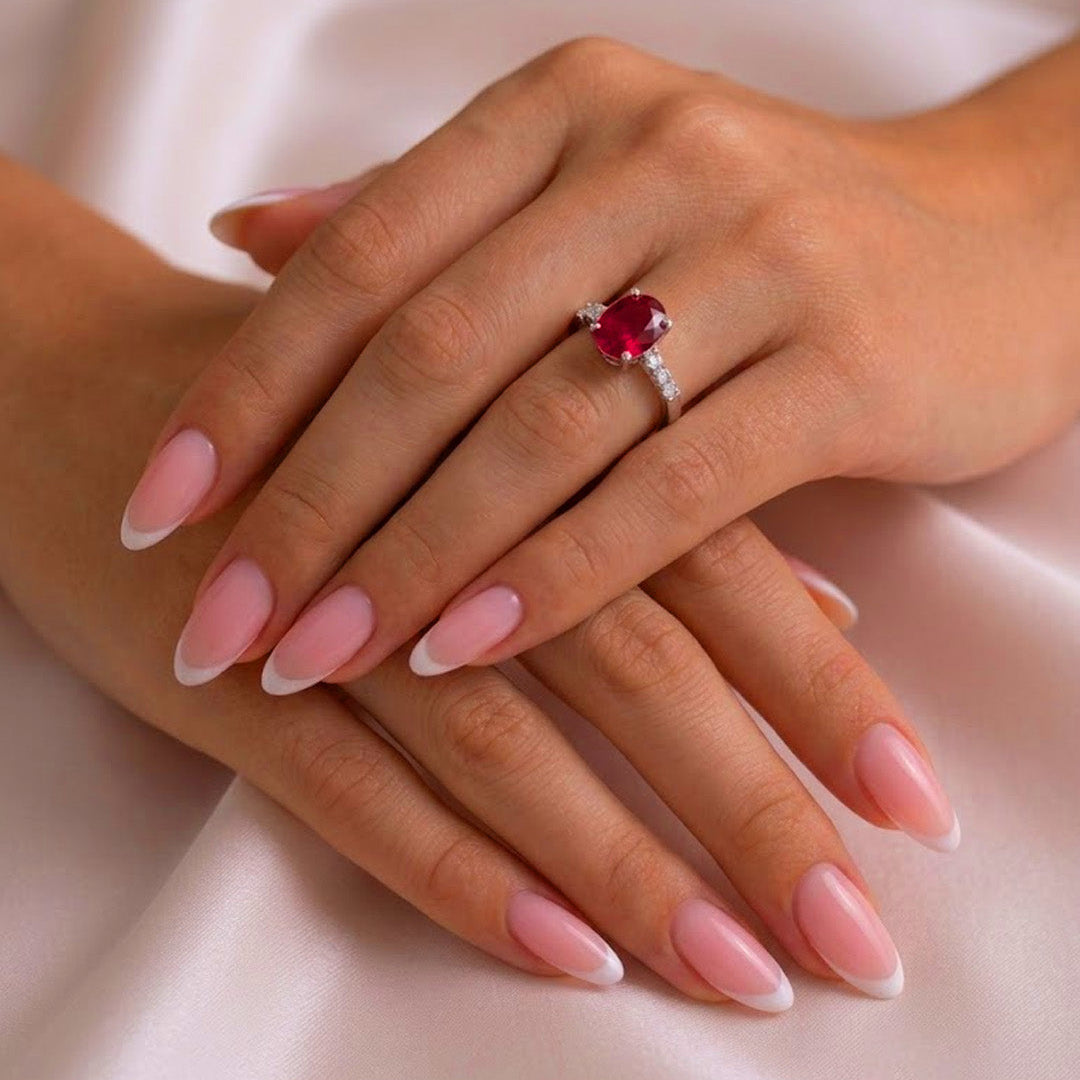 Oval Stone with Shoulder Accent Ring