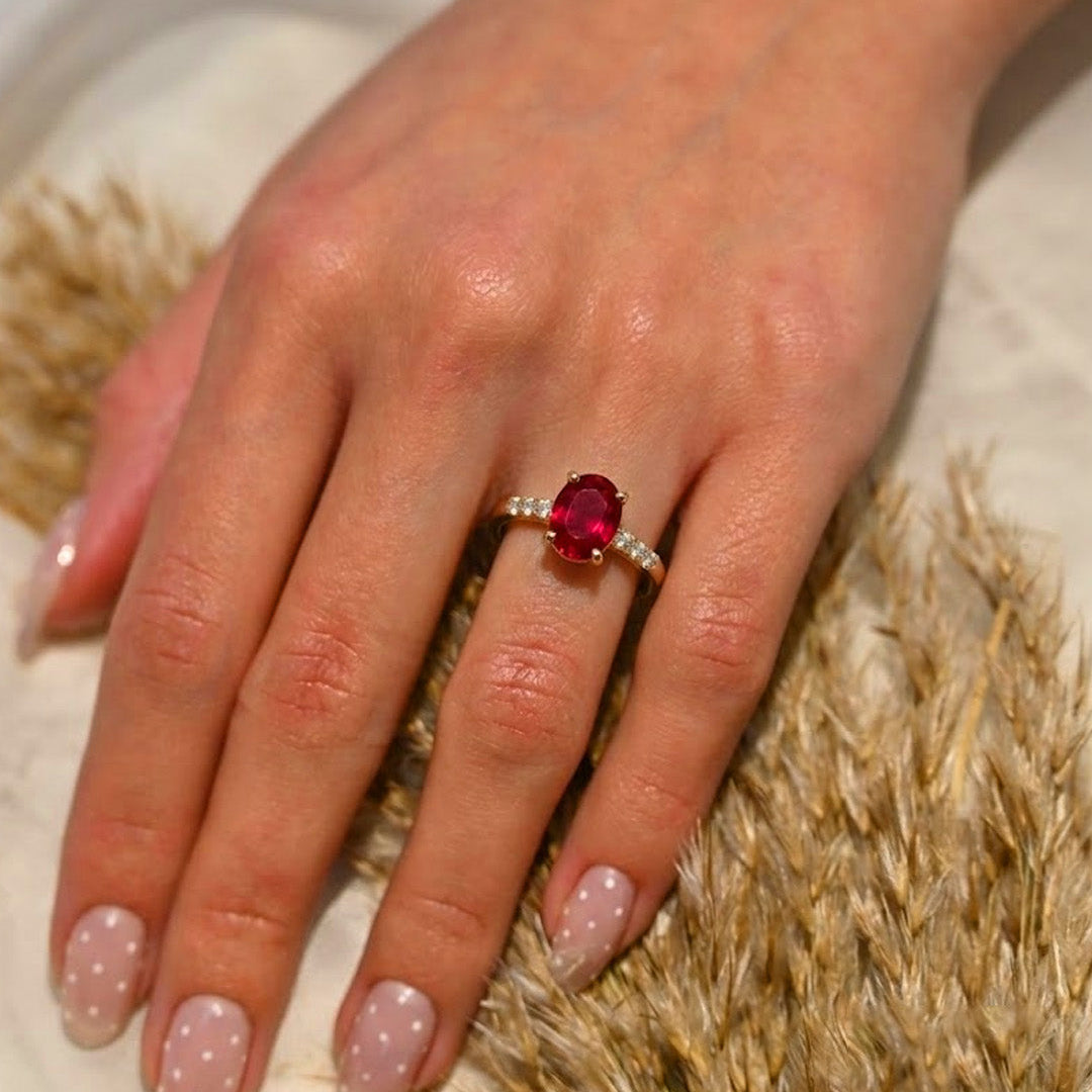 Oval Stone with Shoulder Accent Ring