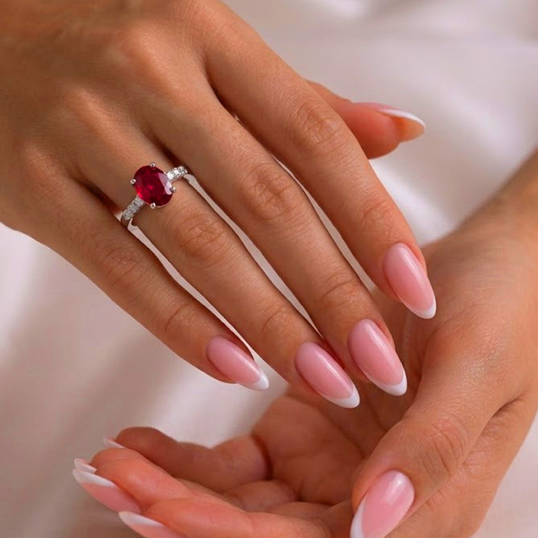 Oval Stone with Shoulder Accent Ring